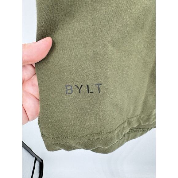 BYLT Drop Cut Shirt Men’s Large Green Short Sleeve Stretch Tee T-shirt Fitted - Picture 2 of 7